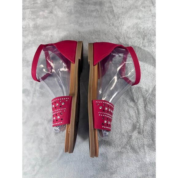 Andiamo Women's shoes 8M red strap sandels with rhinestones - Picture 14 of 16